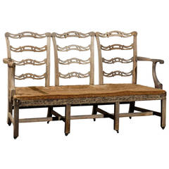 Antique 18th-19th Century Chippendale Bench with Back