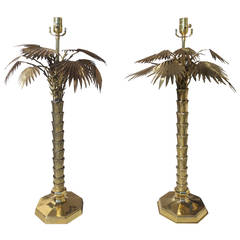 Pair of Mid-Century Palm Tree Lamps Attributed to Maison Jansen