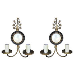 Pair of 20th Century Brass Sconces with Star Detail
