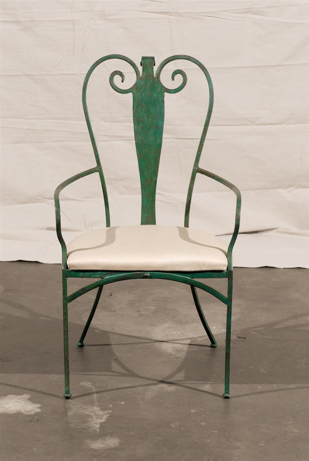 Set of Four 20th Century French Painted Iron Chairs 5