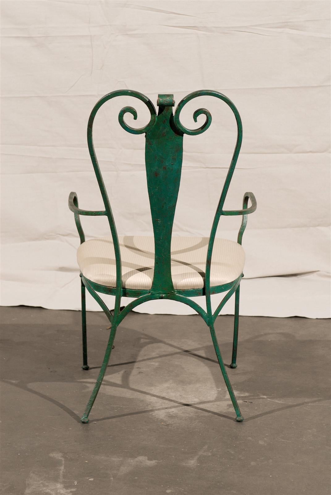 Set of Four 20th Century French Painted Iron Chairs 3