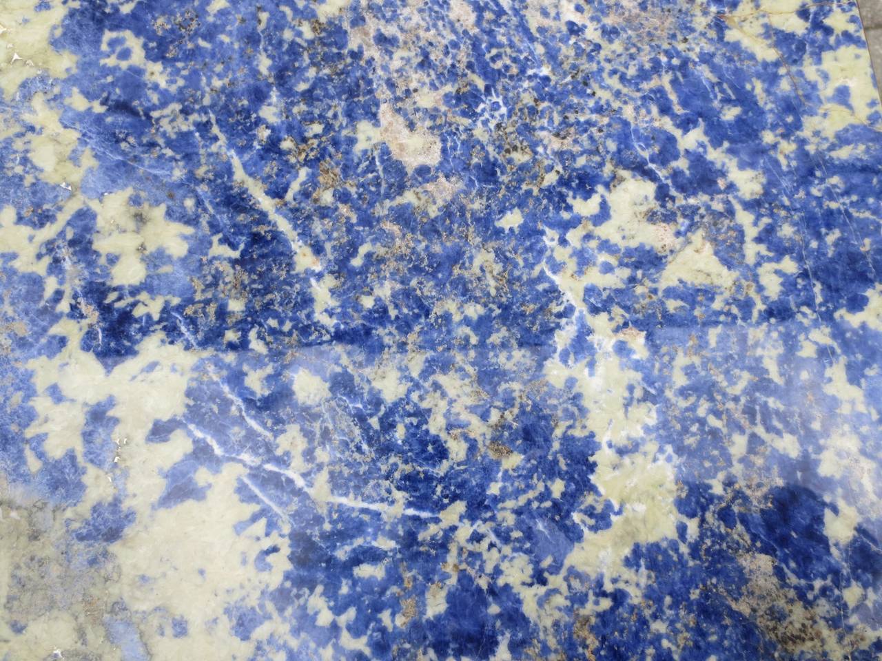 Mid-Century Bronze Table, Incredible Blue Bahia Stone Top 1