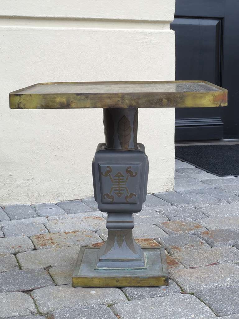 1950's American pewter and bronze table, attributed to Phillip LaVerne.