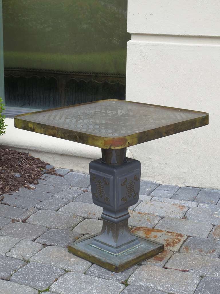 1950's American Pewter and Bronze Table, Attributed to Phillip LaVerne In Good Condition In Atlanta, GA