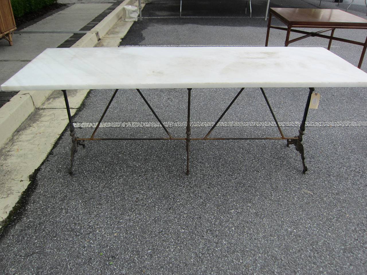 20thC MARBLE TOP CONSERVATORY TABLE