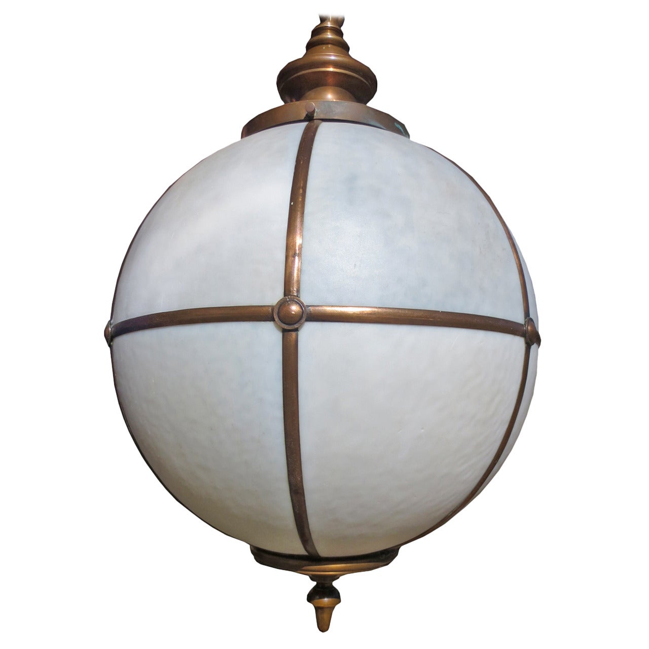 Early 20th Century Large Globe Form Hanging Light Fixture