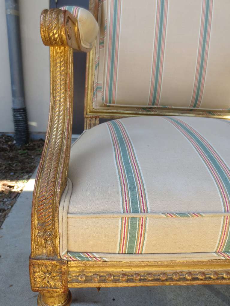 Pair of 19th Century Louis XVI Style Giltwood Fauteuils 3