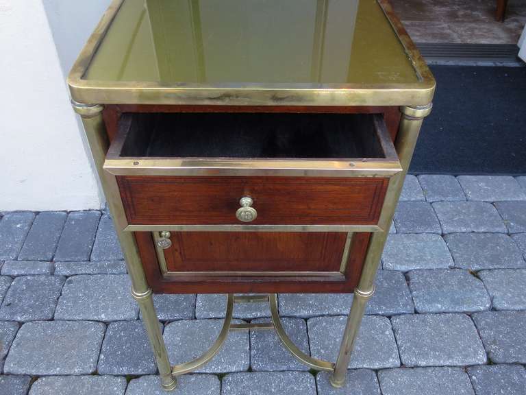 Pair of Late 19th Century Brass/Walnut Bedside Tables 1