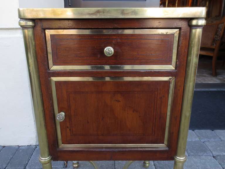 Pair of Late 19th Century Brass/Walnut Bedside Tables 2