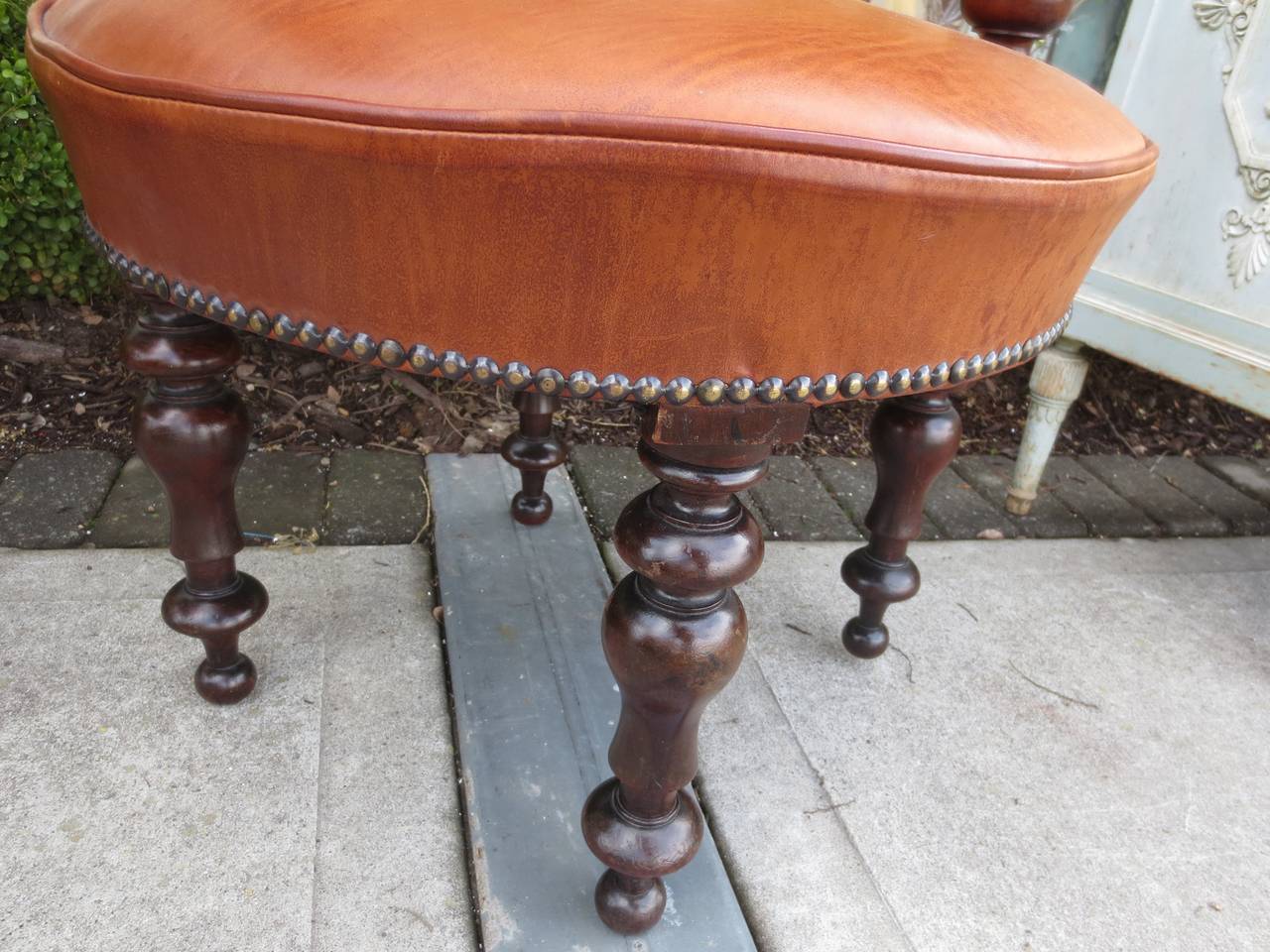 19th Century English Barrel Back Library Chairs in Old Leather 5