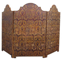Vintage 20th Century IItalian Tooled Leather Screen, Incredible Shaped Panels