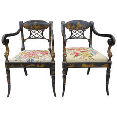 Pair of 19th Century Regency Chairs, Estate of Bunny Mellon