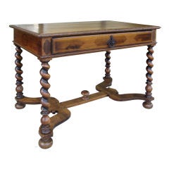 19thc English Inlaid Table With Twisted Legs