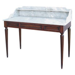 19thC LOUIS XVI STYLE MAHOGANY MARBLE TOPPED TOILETTE