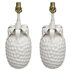 Pair Of Mid C Glazed Pineapple Lamps