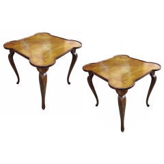 Pair Of Mid C Italian Game Tables With Star Inlay