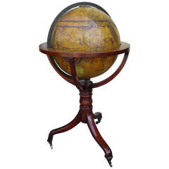 Circa 1855 English Regency Style  Globe on Mahogany Tripod  Stand