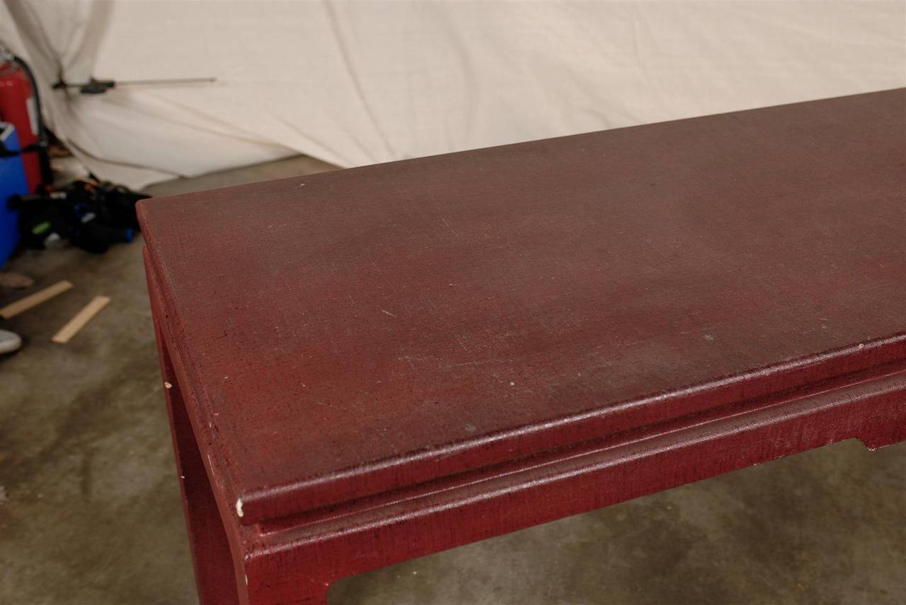 20th Century Mid-Century Linen Wrapped Console, in the Manner of Karl Springer