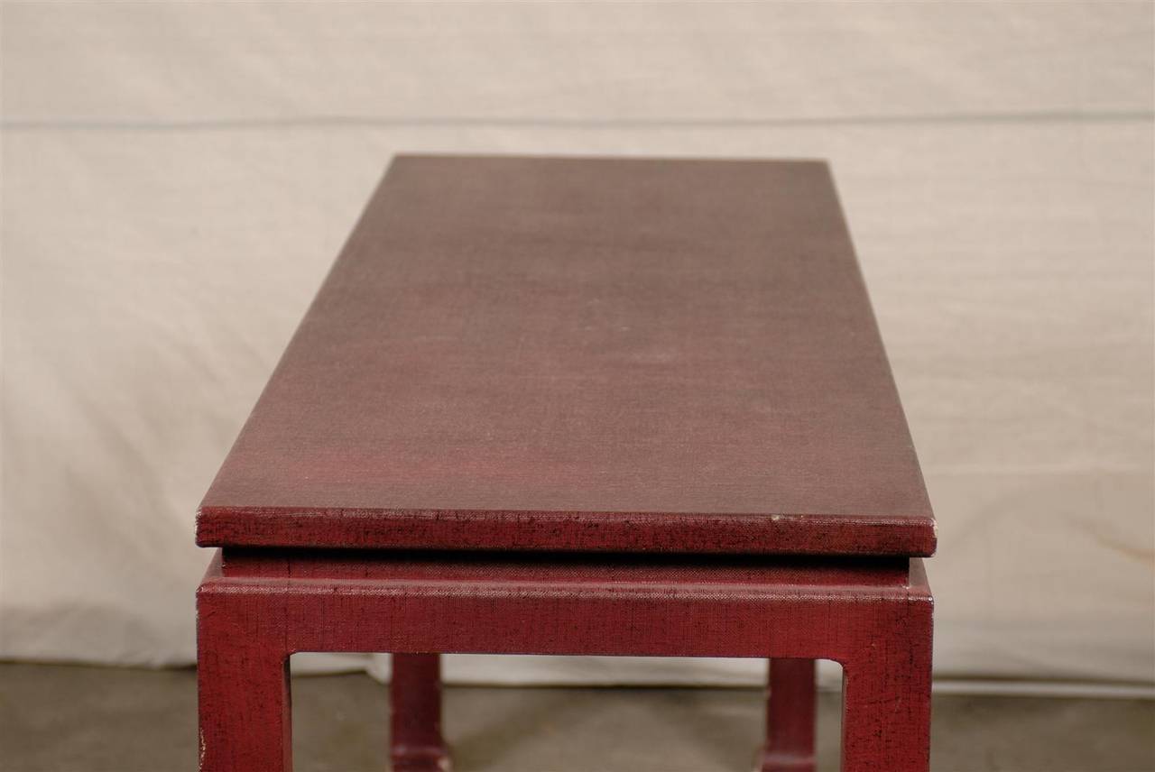 Mid-Century Linen Wrapped Console, in the Manner of Karl Springer 3
