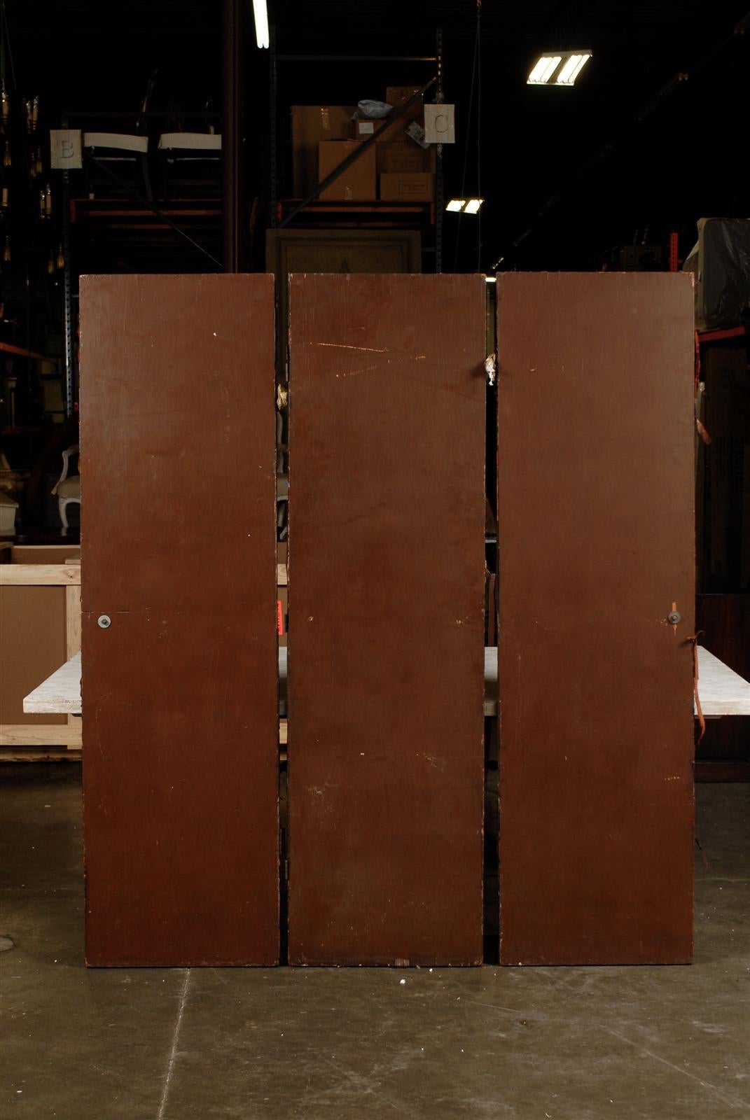 Set of Three 20th Century Leather Doors with Brass Studs For Sale 5