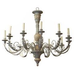 Mid C Custom Painted Tole 
Wood Chandelier