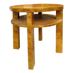 Art Deco Two-tiered Burled Walnut Table