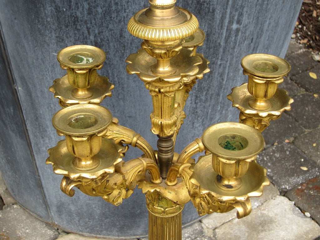 Pair Of 19thc Empire Gilt Bronze Lamps