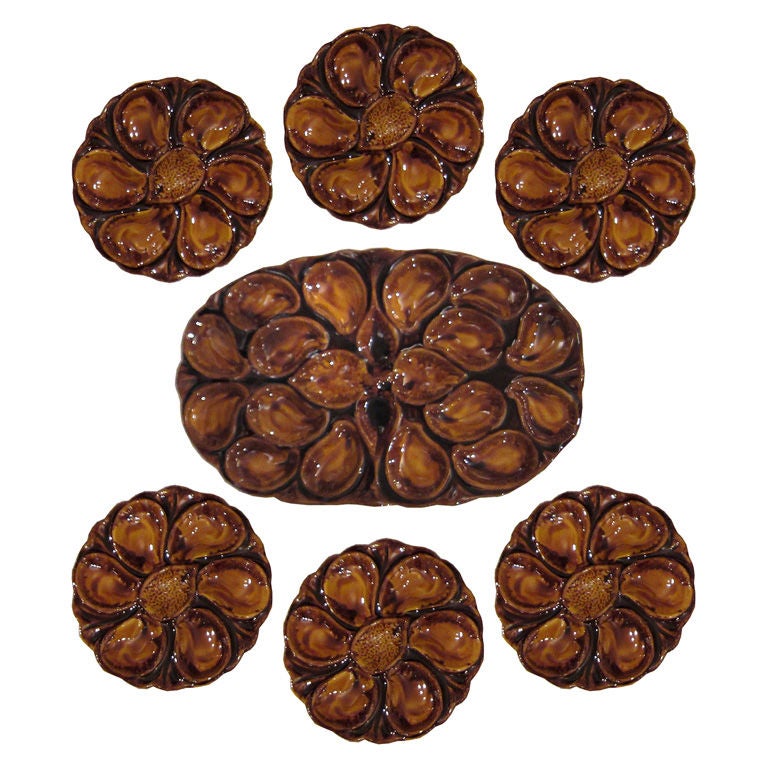 Majolica Style Portuguese Oyster Dishes at 1stDibs