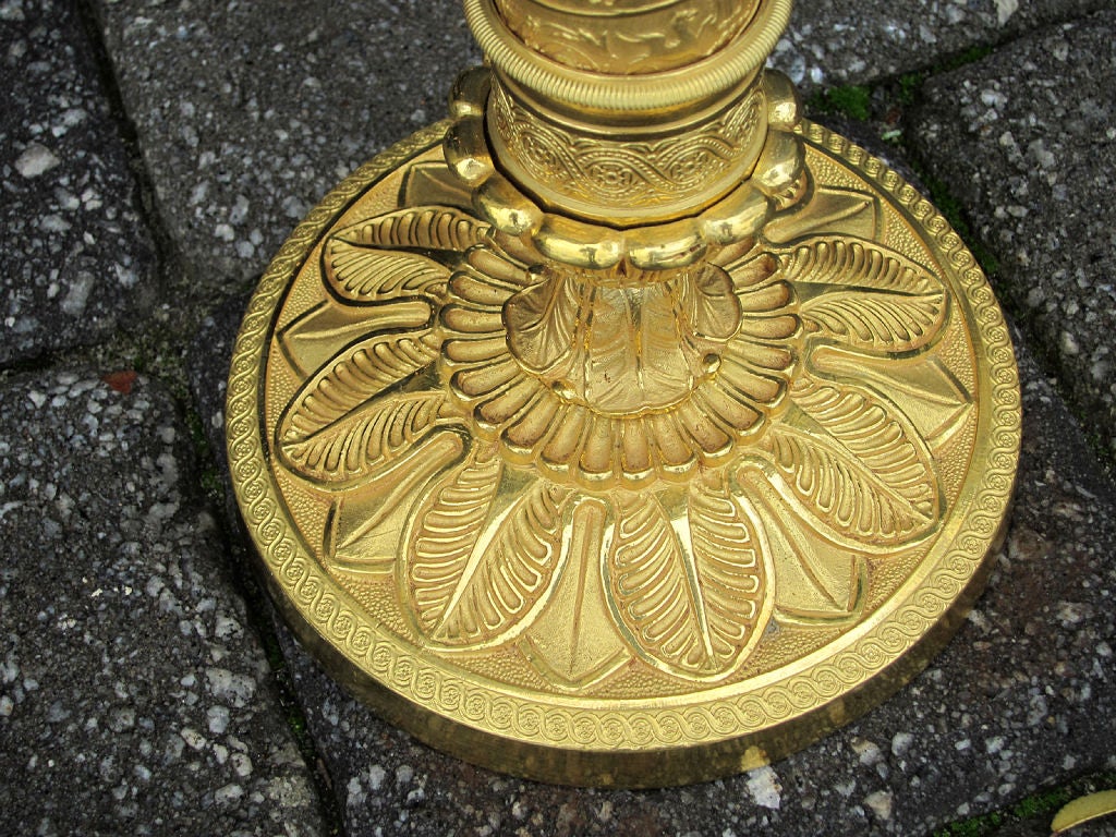 Pair Of 19thc Candlesticks, period French Gilt Bronze Empire