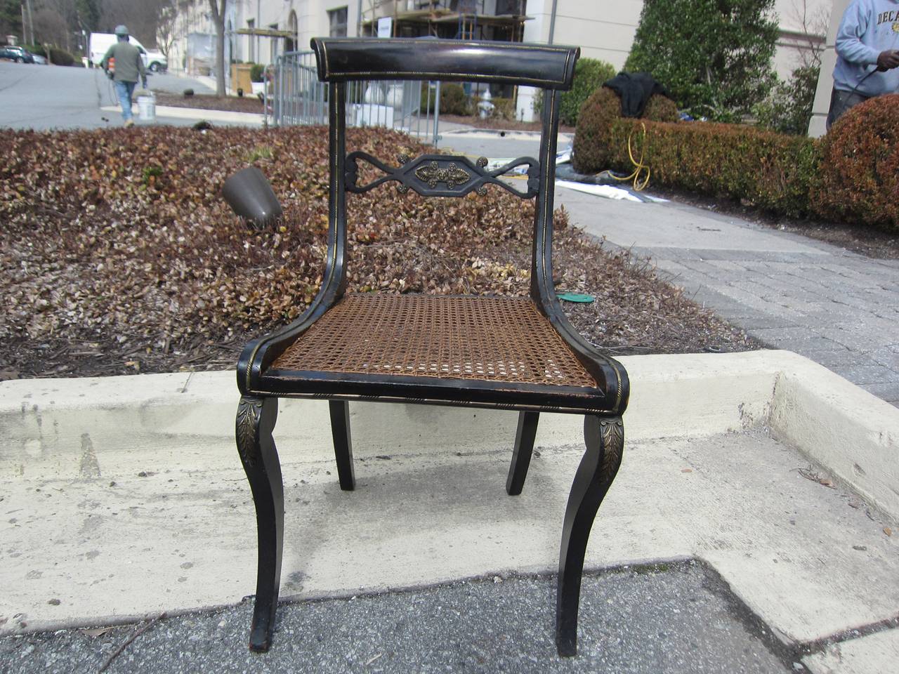 Pair of Regency Style Brass Inlaid Side Chairs, circa 1820 In Excellent Condition In Atlanta, GA