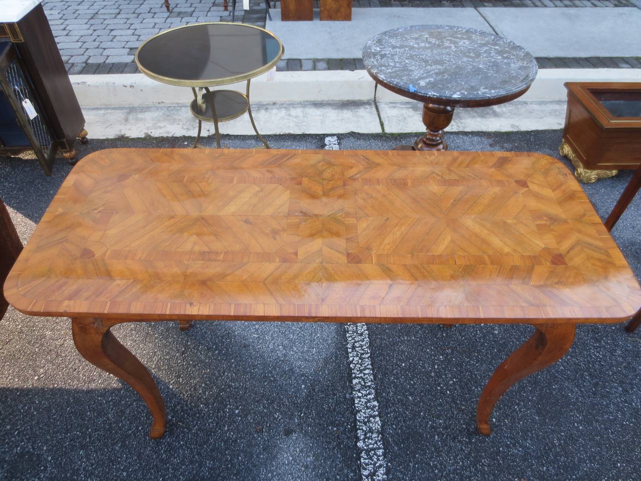 19th century Italian inlaid console table, beautiful patina.