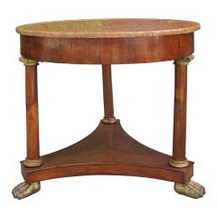 Antique Early 19thc Italian Round Table With Marble Top