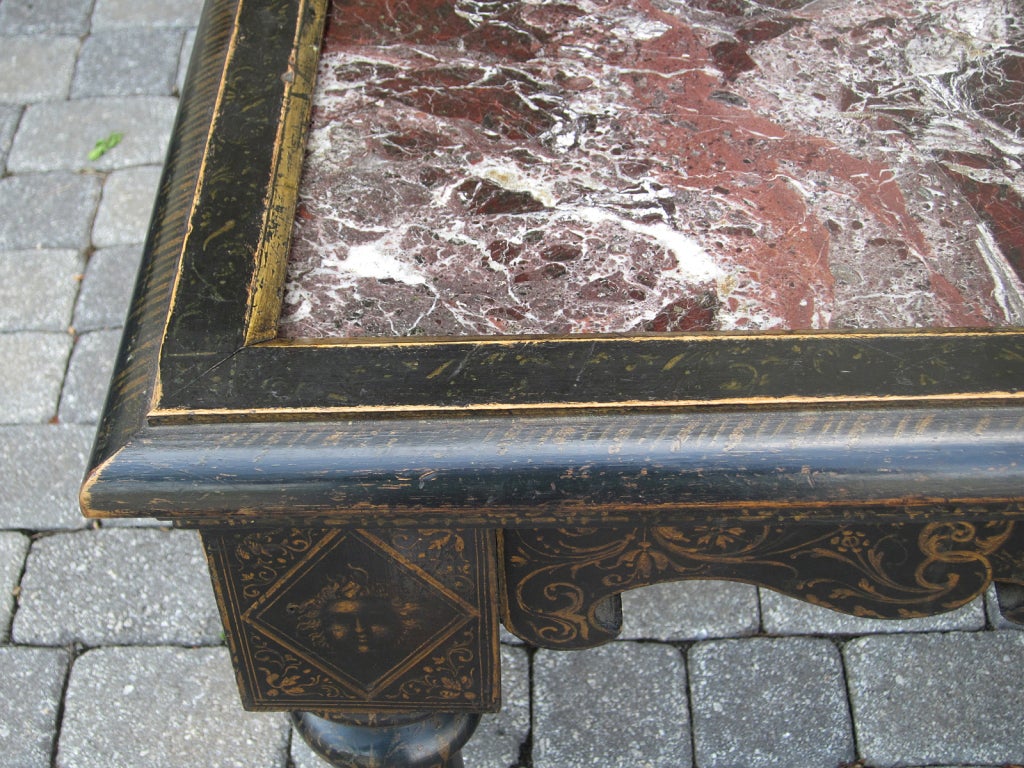 19th Century Black and Gilt Centre Table with Inset Marble Top For Sale 1