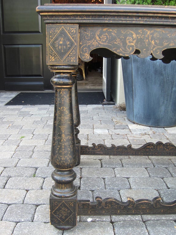 19th Century Black and Gilt Centre Table with Inset Marble Top For Sale 2