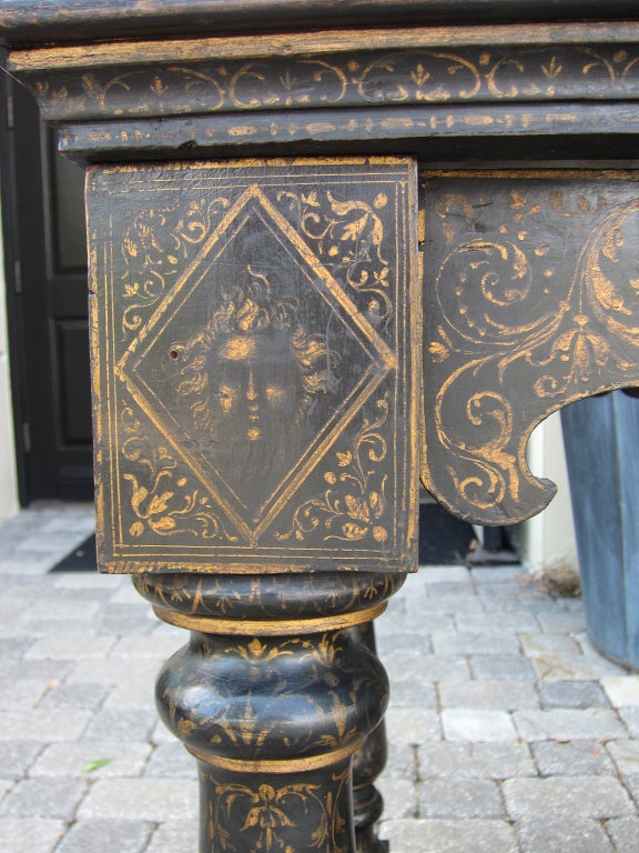 19th Century Black and Gilt Centre Table with Inset Marble Top For Sale 3