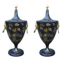Pair Of 18thc French Tole Chestnut Urns