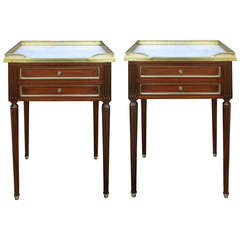 Pair of 20th Century French Marble Top Bedside Tables