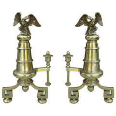 Pair of Late 18th/Early 19th Century Brass Eagle Andirons by Messenger & Phipson
