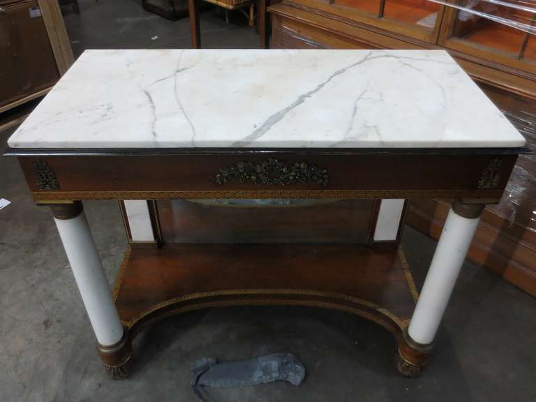 Bronze Early 19th Century Fine Classical Marble-Top Mahogany Pier Table