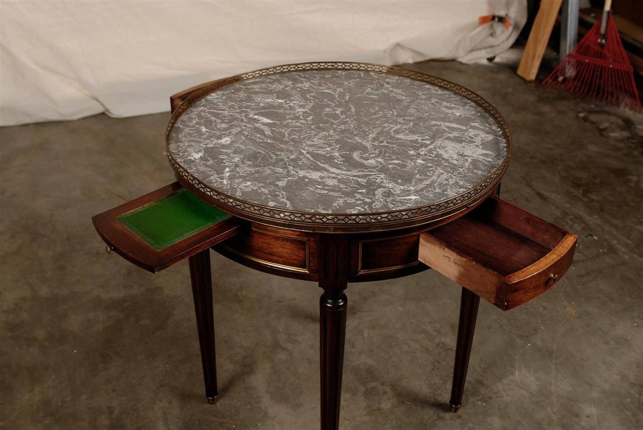 20th Century Gray Marble Bouillotte Table In Excellent Condition In Atlanta, GA