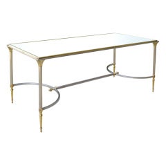 1950's French Steel & Brass Coffee Table, Attrib. to Jansen