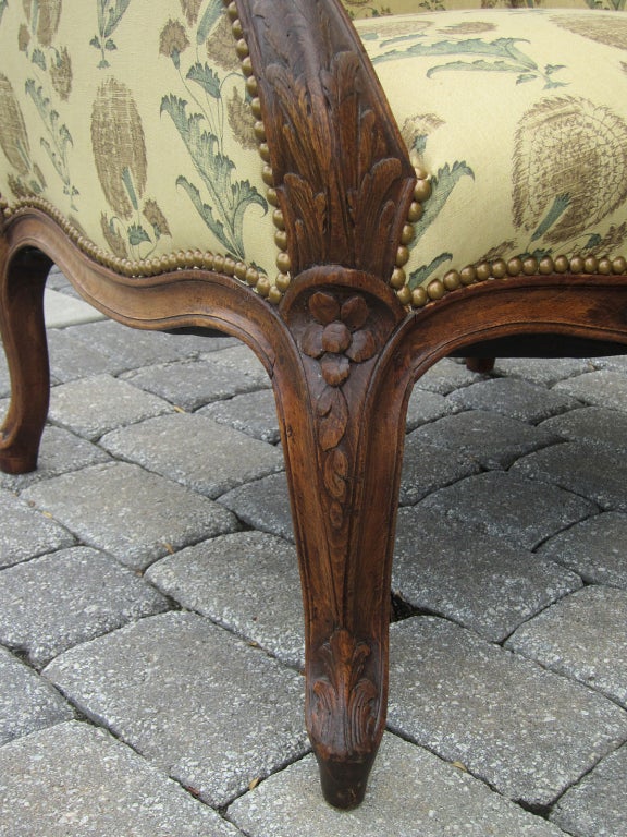 19th Century Large Louis XV Style Bergere in Jasper In Excellent Condition In Atlanta, GA