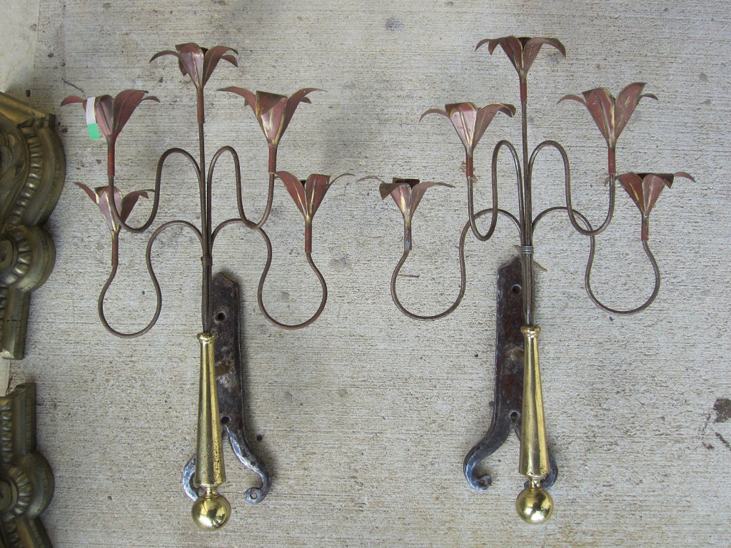 Mid C Tole Tulip Sconces