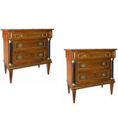 Pair Of 20thC Small Italian Commodes With Black Columns