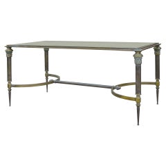 1960's Bronze and Steel Coffee Table Attributed to Jansen
