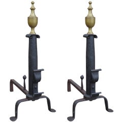 Pair of Late 19th/Early 20th c American Iron Andirons