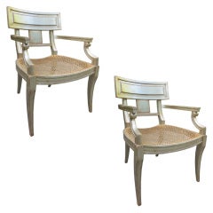 Pair of Regency Style Silver Gilt Chairs, Attrib. to James Mont
