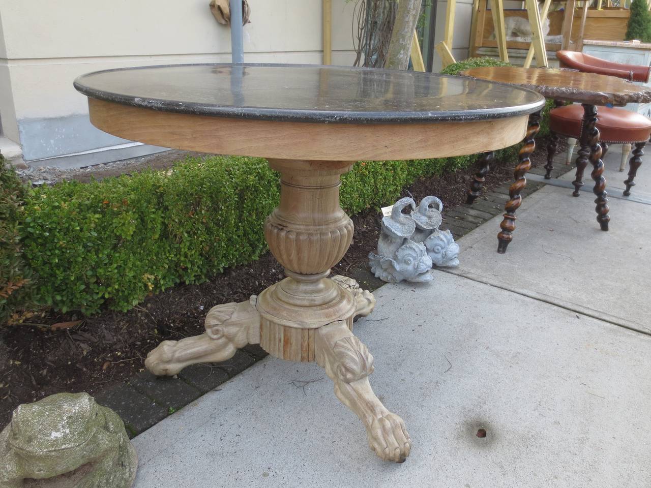 19th Century Louis Phillipe Bleached Mahogany Center Table with Marble Top