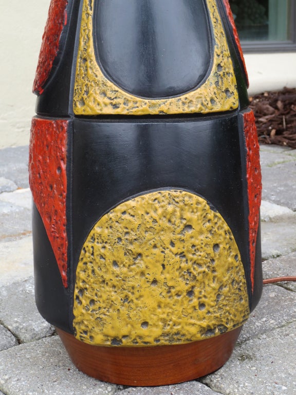 Pair of Large Mid-20th Century Pottery Lamps