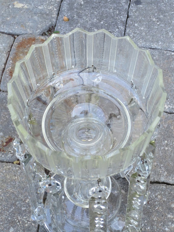 Pair of 19th Century Continental Clear Cut Crystal Mantel Lusters with Prisms 11